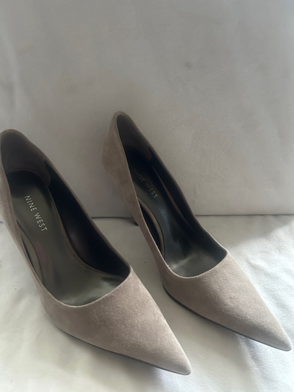 Nine West Taupe Suede Pointed Pumps - Picture 4 of 8